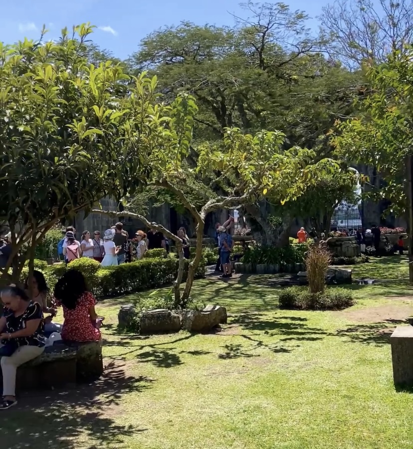 Las Ruinas de la Parroquia de Santiago Apóstol - Park innerhalb der Ruine an einem sonnigen Tag - Marc Tschallener - Tropenwanderer